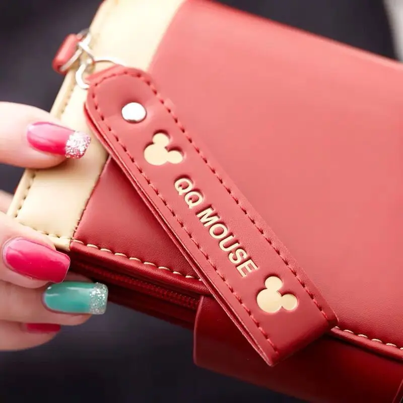 Explosion-style women's short wallet Korean PU leather cute cartoon student zipper handbag multi-card folding daily pocket walle