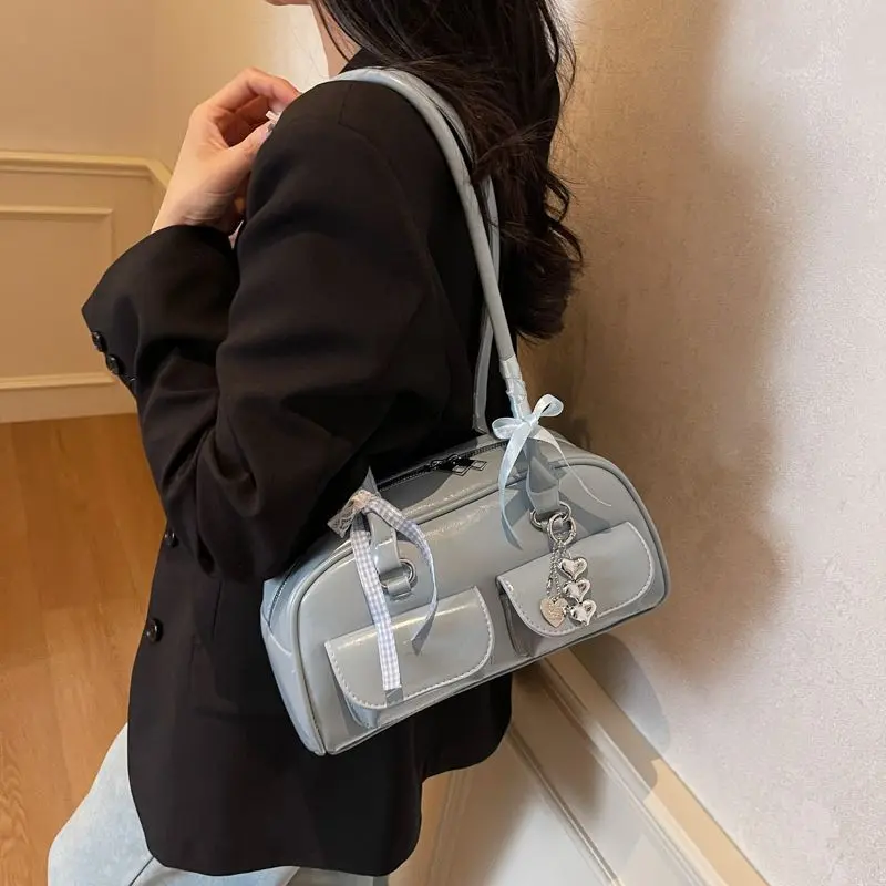 Vintage Women Business Shoulder Bags Simple Ladies Commute Tote Bag Pu Leather Female Underarm Bag Burgundy Large Handbags Purse