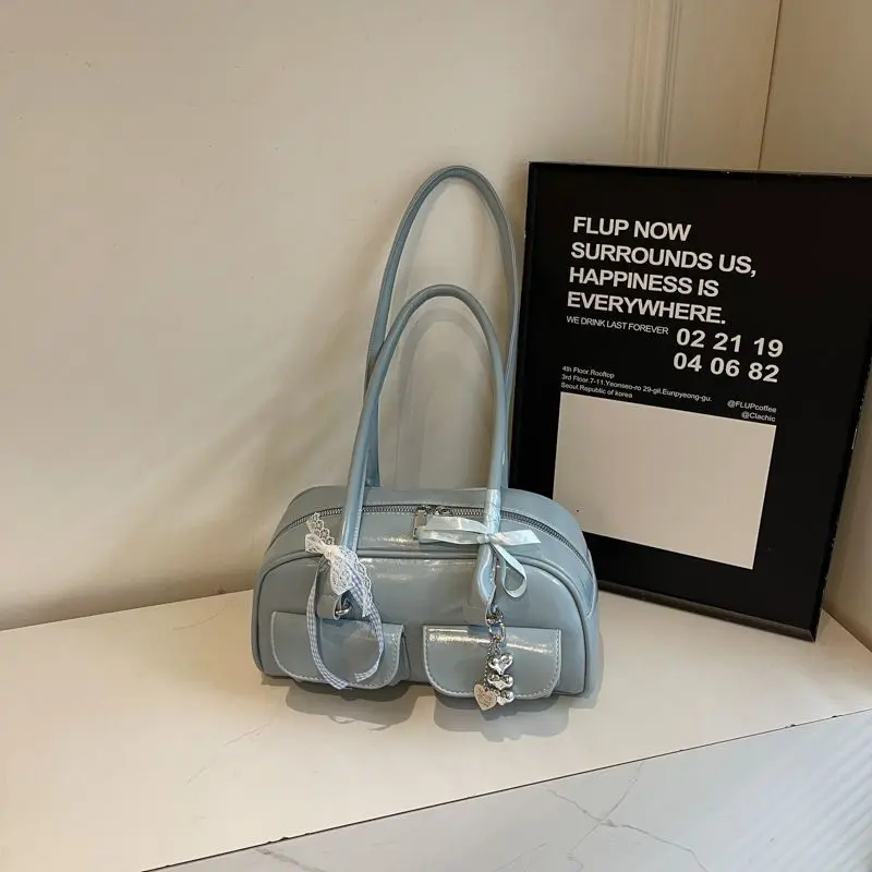 Vintage Women Business Shoulder Bags Simple Ladies Commute Tote Bag Pu Leather Female Underarm Bag Burgundy Large Handbags Purse