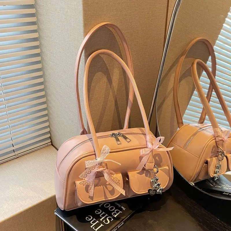 Vintage Women Business Shoulder Bags Simple Ladies Commute Tote Bag Pu Leather Female Underarm Bag Burgundy Large Handbags Purse