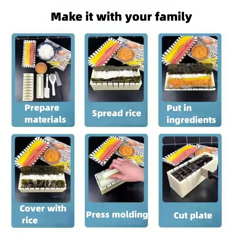 DIY Sushi Maker and Rice circular Mold Japanse Cake lovelike Mold Multifunctionele Mould square Sushi Making Tool Set
