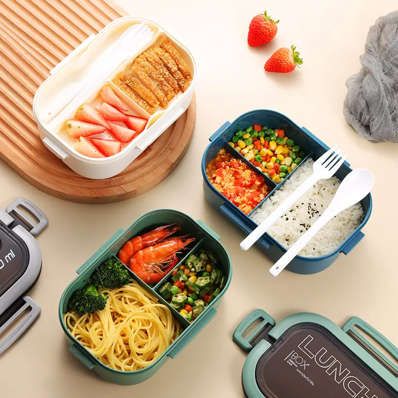 Double-layer Lunch Box Student Office Worker Bento Box Outdoor Picnic Fruit Food Container Light Salad Reducing Meal Lunch Bags