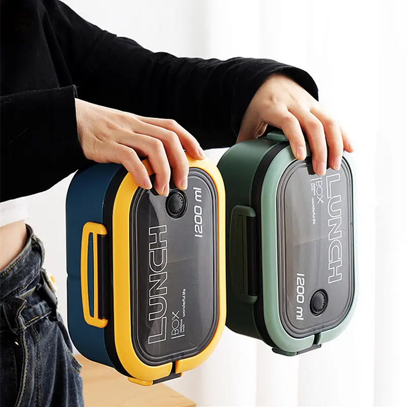 Double-layer Lunch Box Student Office Worker Bento Box Outdoor Picnic Fruit Food Container Light Salad Reducing Meal Lunch Bags