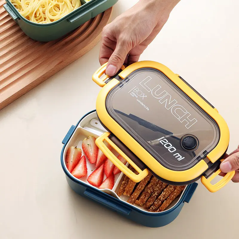 Double-layer Lunch Box Student Office Worker Bento Box Outdoor Picnic Fruit Food Container Light Salad Reducing Meal Lunch Bags