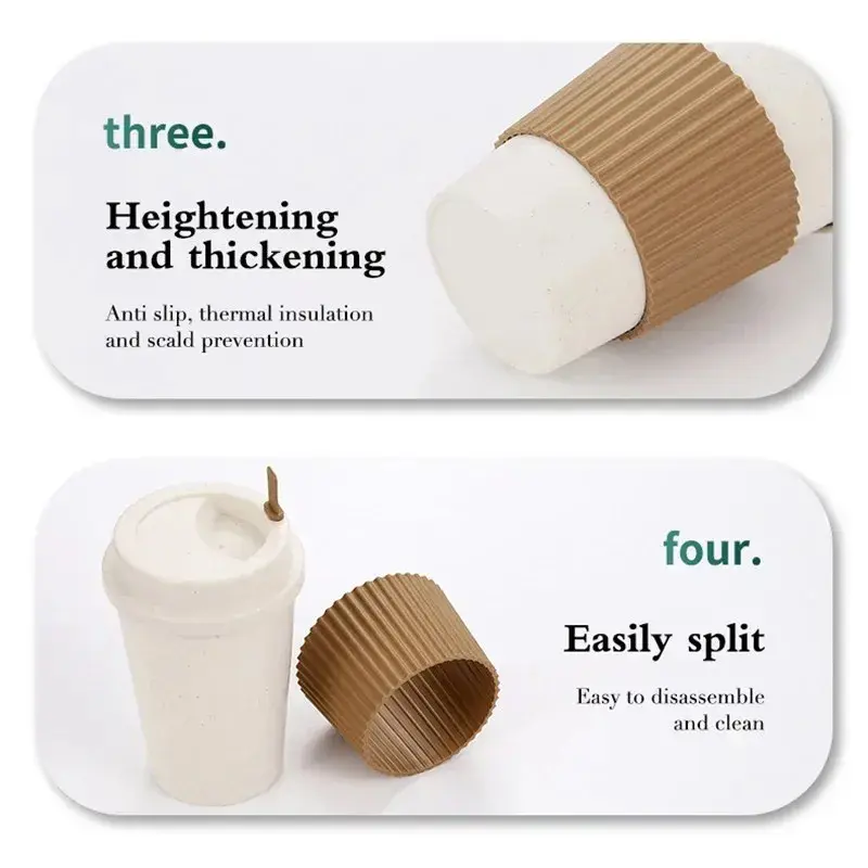 450ML Coffee Cups With Lids Wheat Straw Reusable Portable Coffee Cup Dishwasher Safe Coffee Mug Coffee Tea Travel Cups