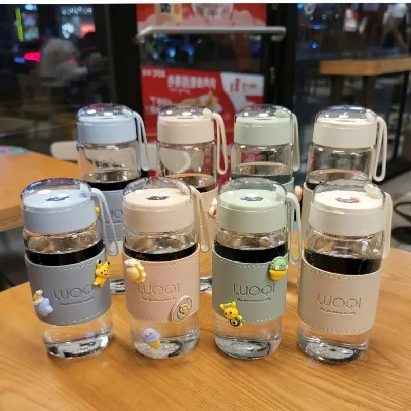 Fashion Glass Bottle 480ml Water Bottle With Tea Infuser Insulation Sleeve High Temperature Drinking Bottles Milk
