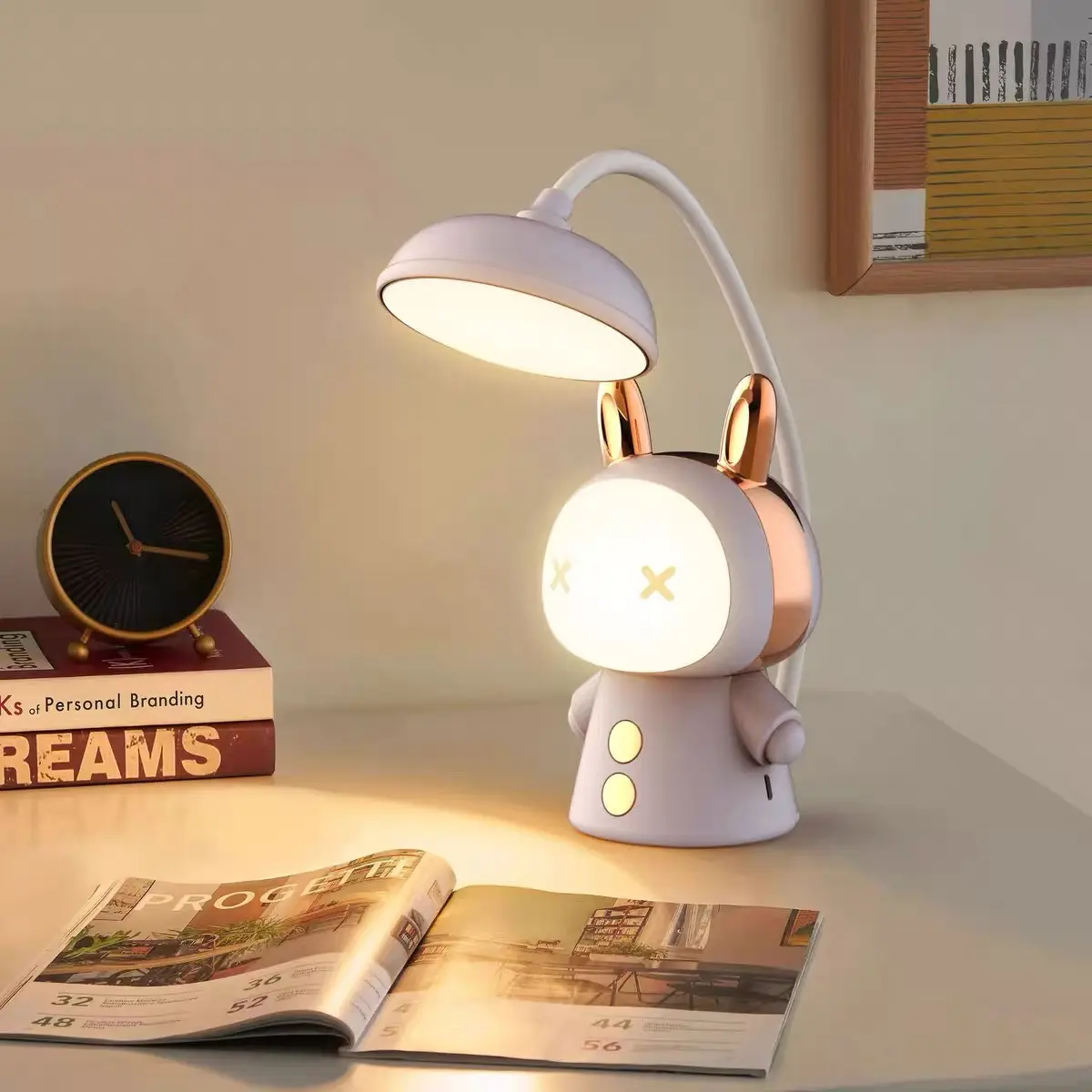 Portable Cute Desk Lamp Usb Rechargeable Dimmable Study Table Lamp Bedside Led Night Light for Reading Work Kids Birthday Gift