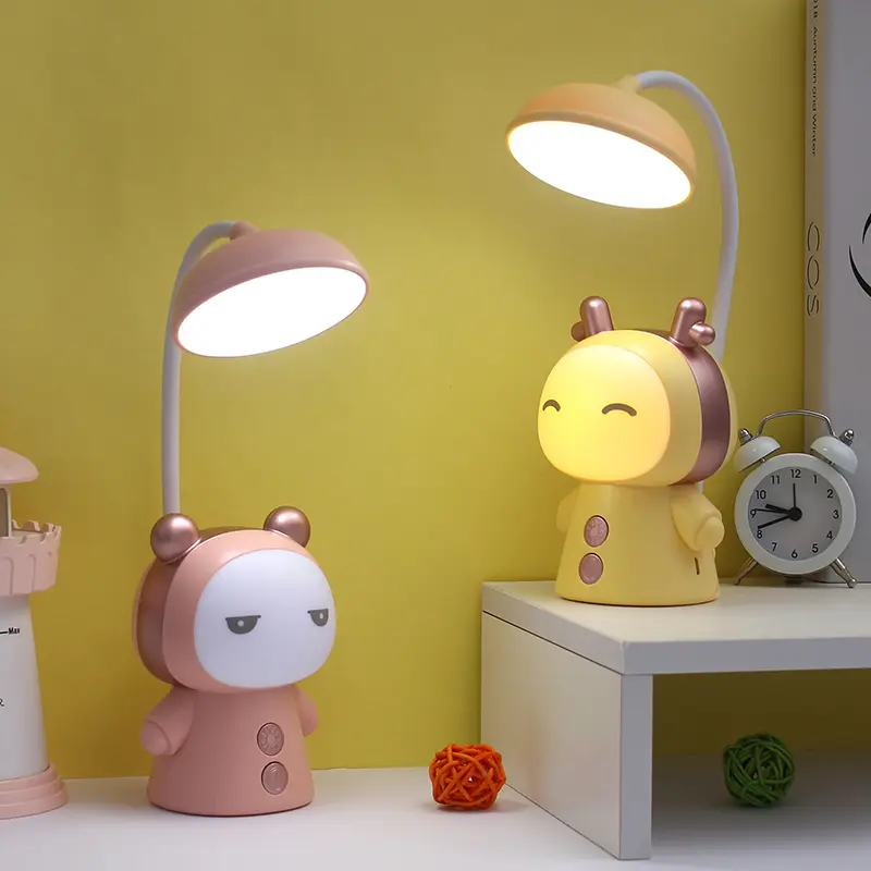 Portable Cute Desk Lamp Usb Rechargeable Dimmable Study Table Lamp Bedside Led Night Light for Reading Work Kids Birthday Gift