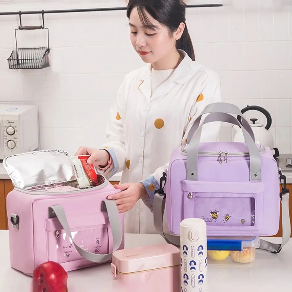 Thermal Lunch Bags Portable Oxford Fresh Cooler Pouch for Office Student Convenient Lunch Box Tote  Food Container Bag