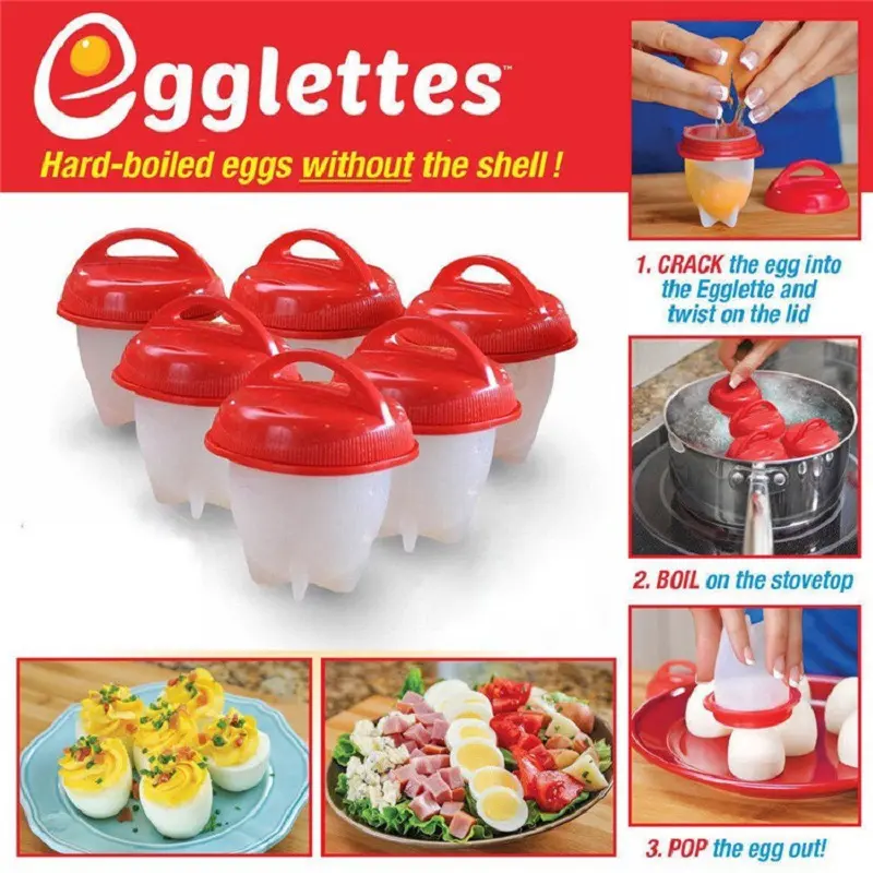 3/6pcs BPA Free Silicone Egg Boiler Steamer Non-stick Silicone Egg Cook Cups Fast Egg Poacher for Breakfast Kitchen Cooking Tool