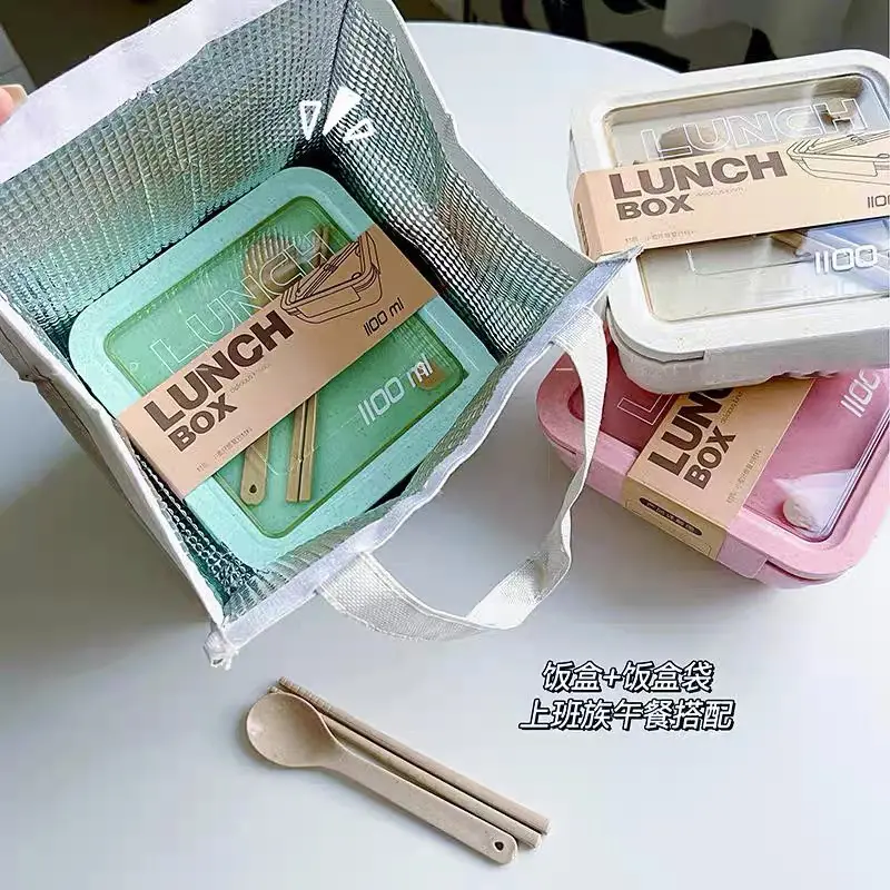 Wheat Straw Lunch Box Healthy BPA Free Bento Boxes Microwave Dinnerware Food Storage Container Soup Cup Lunch Box for Kids