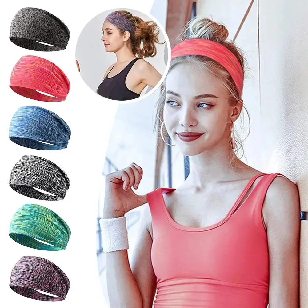 6pcs Sweatband for Men Women Elastic Sport Hairbands Head Band Yoga Headbands Headwear Headwrap Sports Workout Hair Accessories