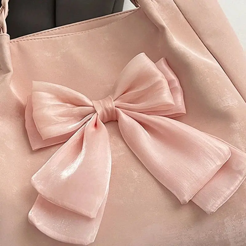 Women's Shoulder Bag with Bows Versatile Casual Hand-held Tote Bag Girls Bag Simple Spacious Trendy Crossbody Bag Commuter Bag