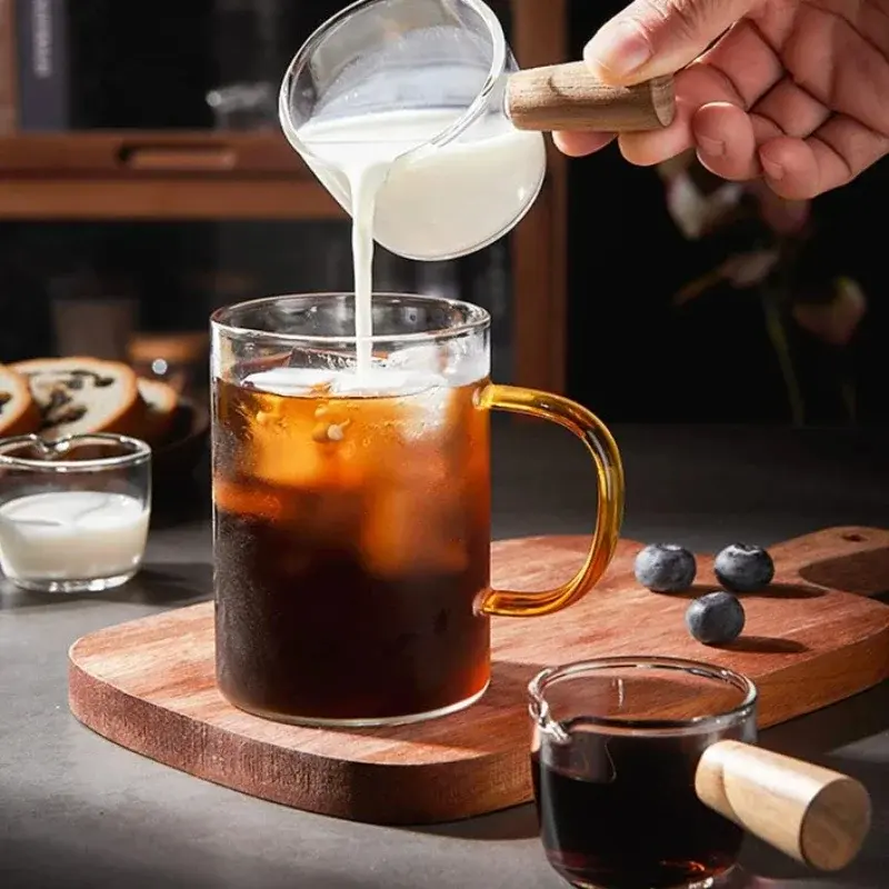 100ml Heat-resisting Glass Espresso Measuring Cup Double/Single Mouth Glass Milk Jug With Handle Glass Scale Measure Mugs