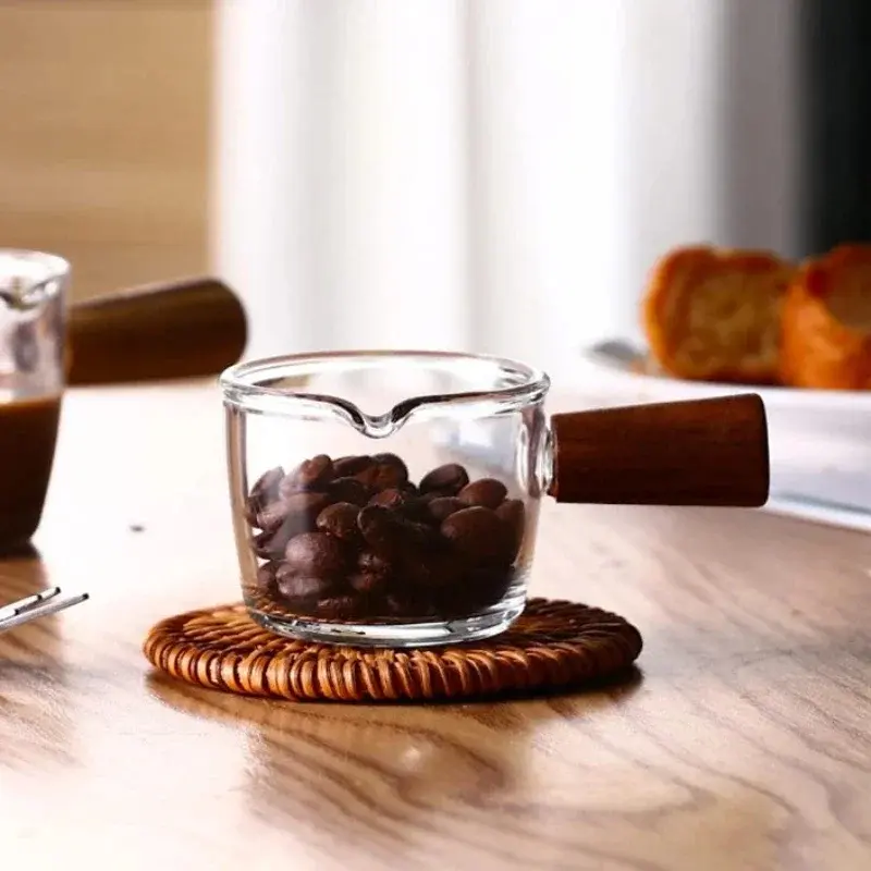 100ml Heat-resisting Glass Espresso Measuring Cup Double/Single Mouth Glass Milk Jug With Handle Glass Scale Measure Mugs