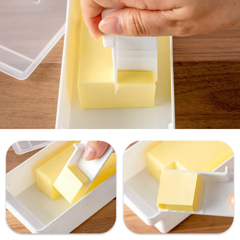 Japanese Butter Cutting Box Butter Cutter Refrigerator Crisper Cheese Container Storage Seal with Lid Butter Splitting Box