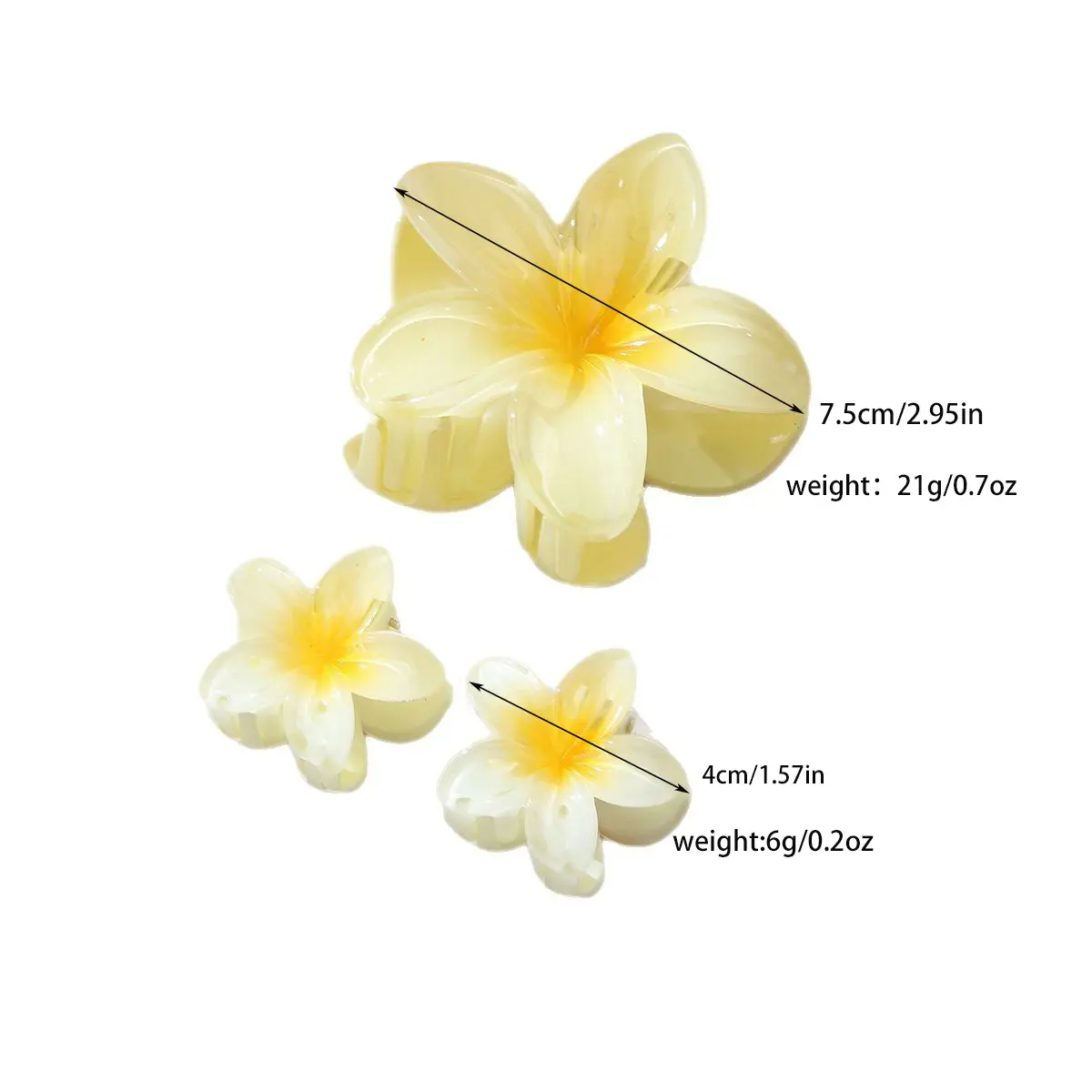 3Pcs Sweet Hawaiian Gradient Color Flower Hair Clip Claw Ponytail Clip Headwear Hairpin Crab Barrette Hair Accessories For Women