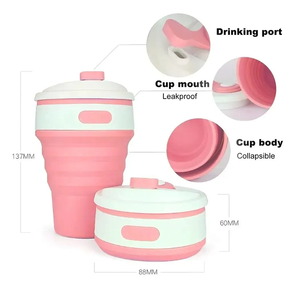 Reusable Silicone Folding Cup Telescopic Coffee Cups Outdoor Camping Travel Hiking Collapsible Cup Drinkware