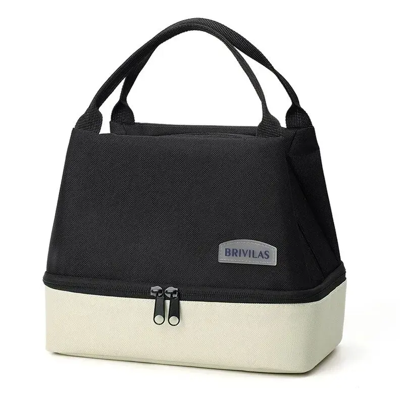 Dopamine Double Layered Contrasting Color Lunch Bag Insulated Ice Pack Fresh Outdoor Picnic Bag Portable Handheld Insulation Bag