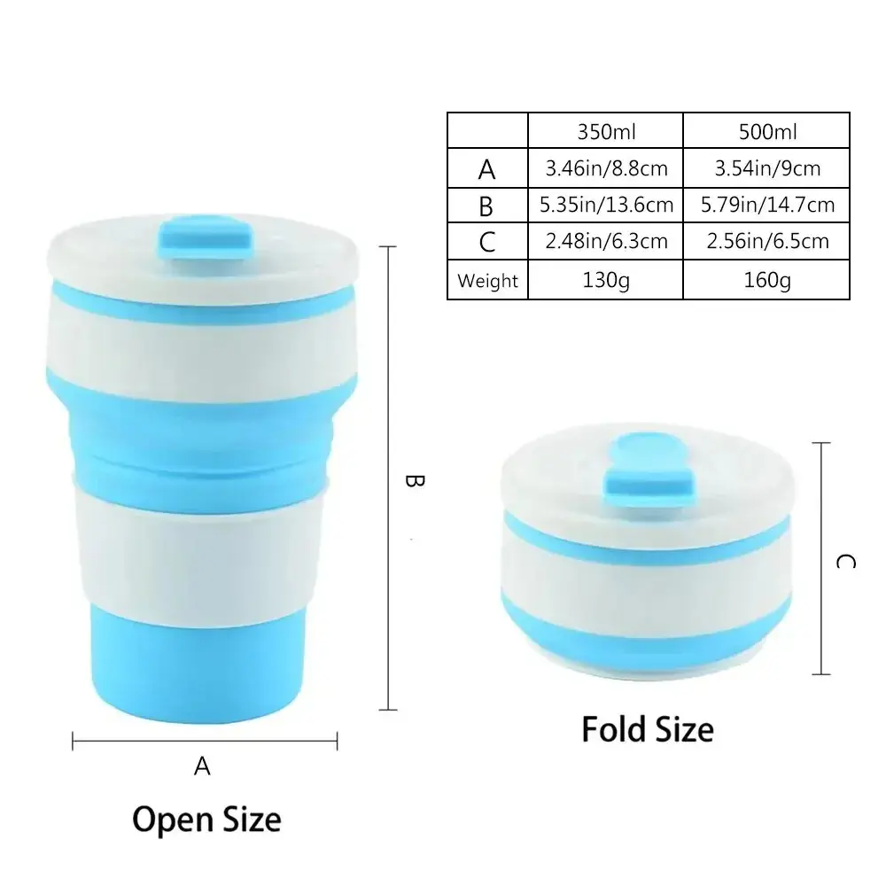 Reusable Silicone Folding Cup Telescopic Coffee Cups Outdoor Camping Travel Hiking Collapsible Cup Drinkware