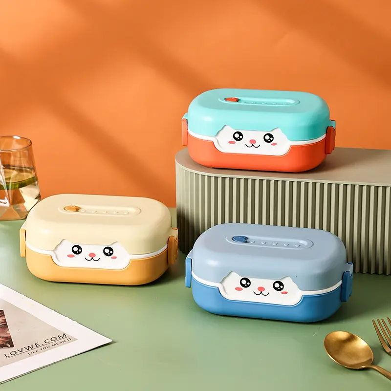 Portable Hermetic Lunch Box 2 Grids Children School Student Bento Box Food Vegetables Containers Leakproof Sealed Lunch Boxes