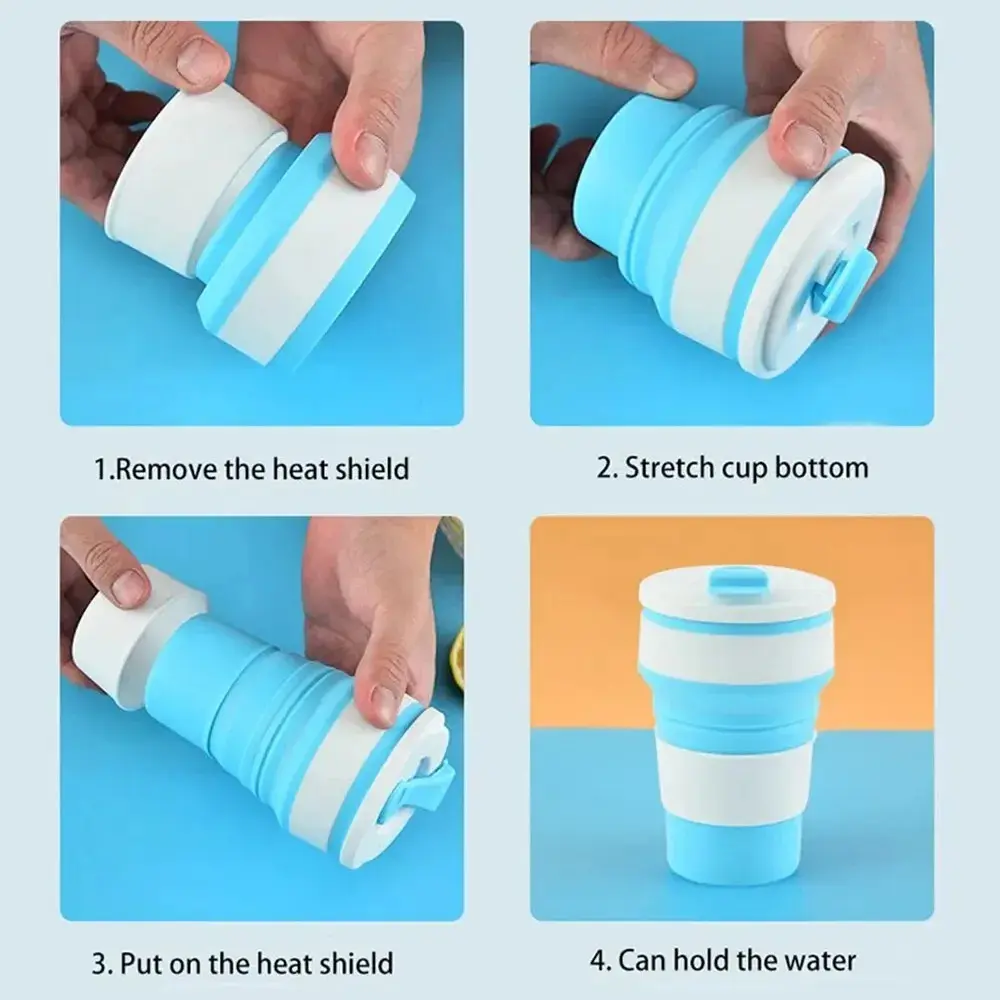Reusable Silicone Folding Cup Telescopic Coffee Cups Outdoor Camping Travel Hiking Collapsible Cup Drinkware