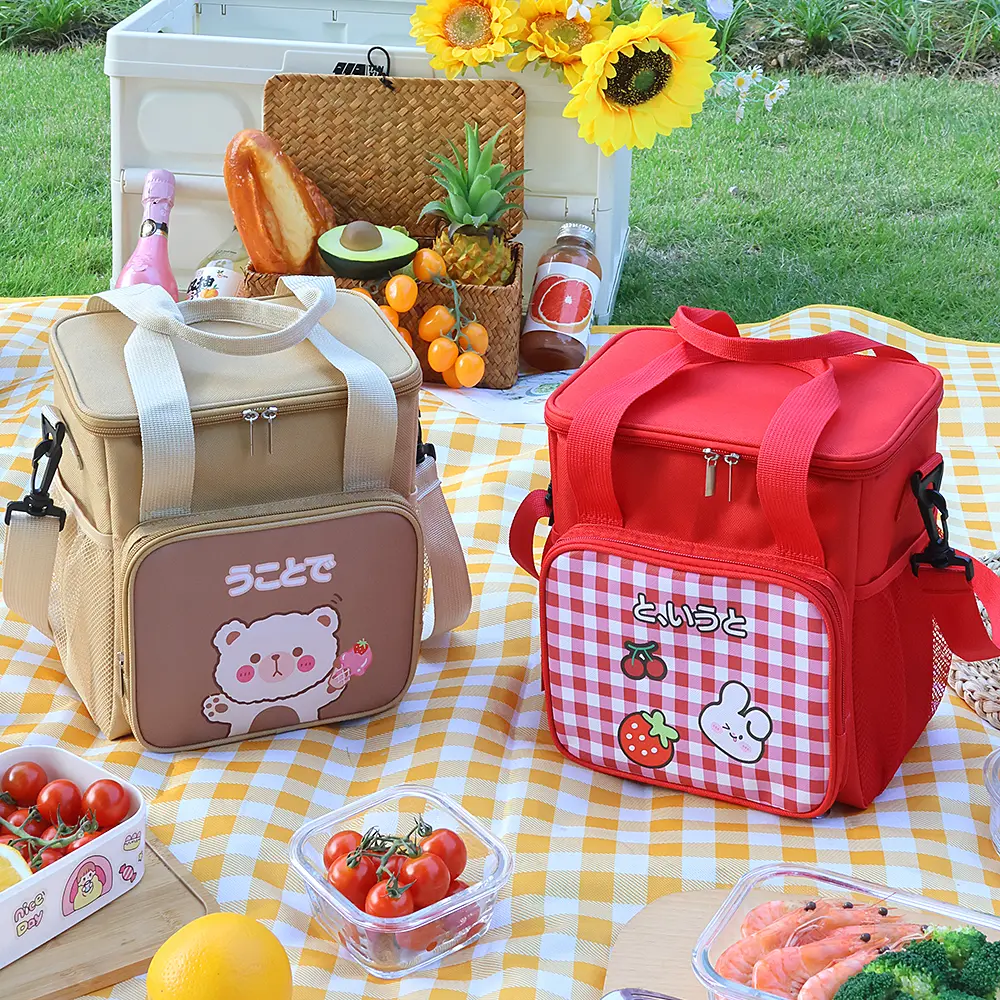 High Capacity Insulated Thick Aluminum Foil Lunch Box Bag Portable Student Cartoon Style Cartoon Cute Style Food Lunch Package