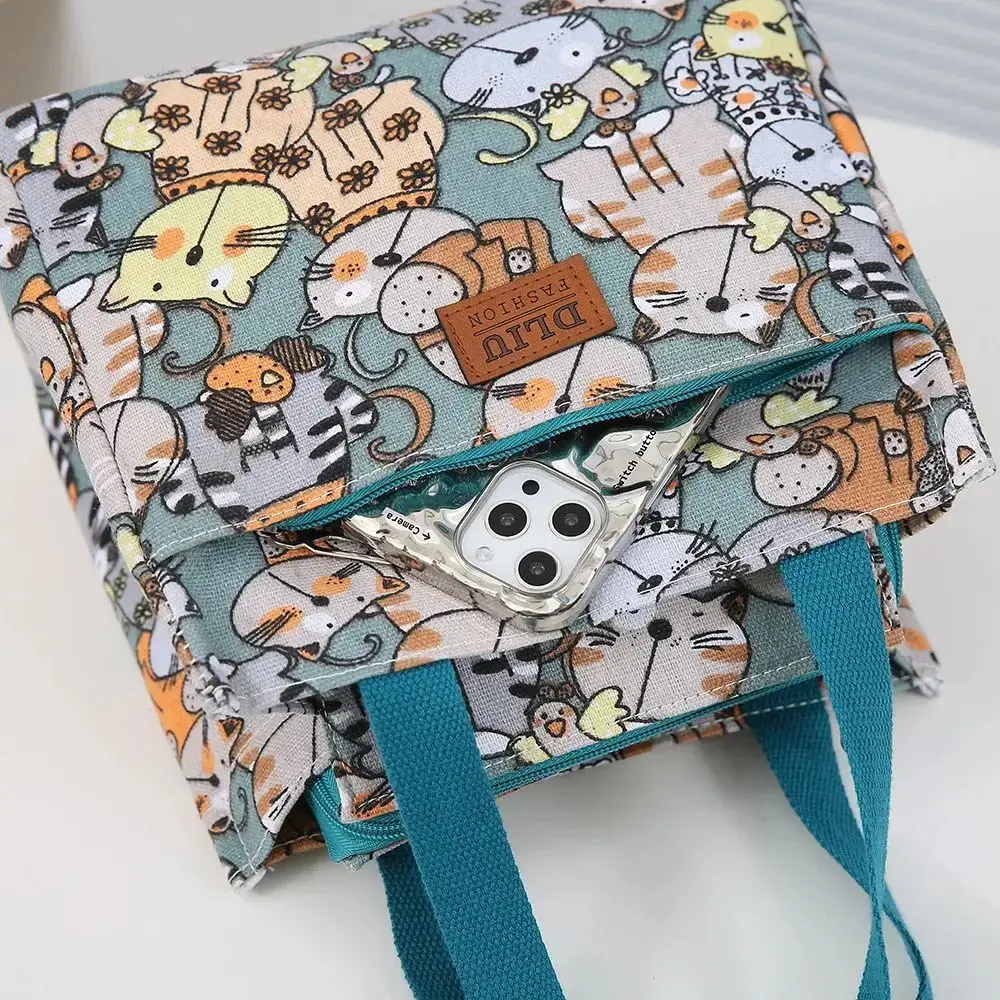Cute Cartoon Print Lunch Bag Women Insulated Large Capacity Bento Bag Kids Thermal Cooler Handbag For School Work Travel Picnic