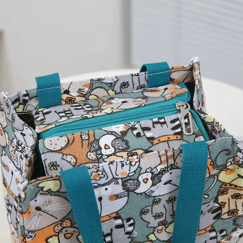 Cute Cartoon Print Lunch Bag Women Insulated Large Capacity Bento Bag Kids Thermal Cooler Handbag For School Work Travel Picnic