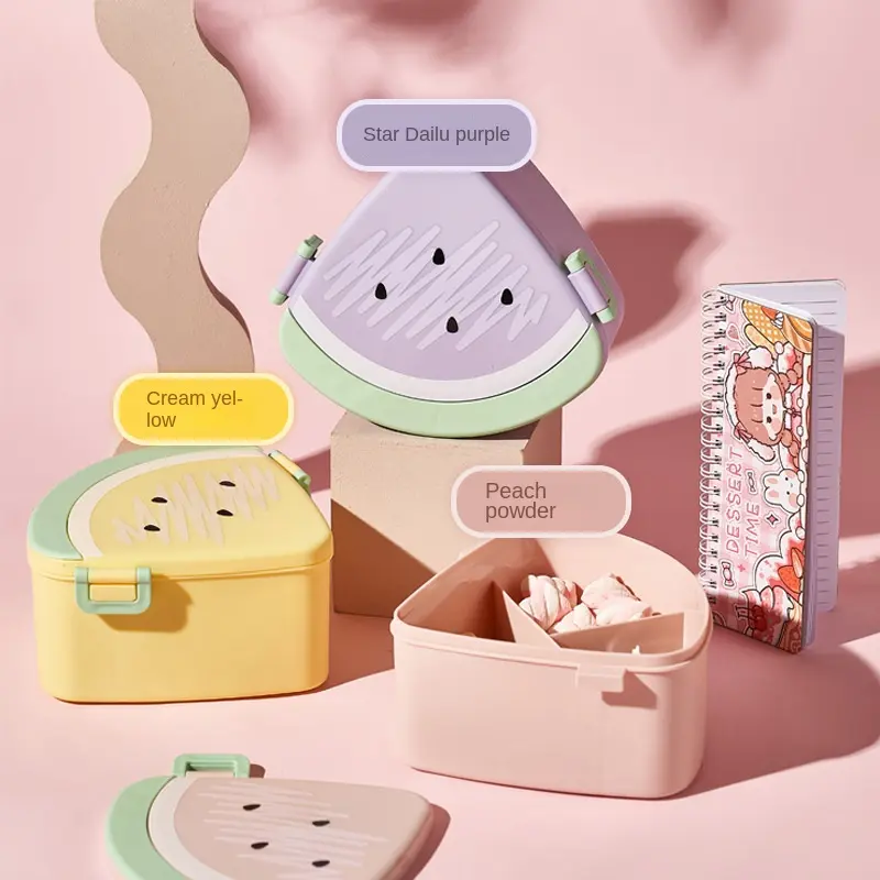 860ML ins Watermelon Shape Lunch Box Division Microwave Heating Cute Cartoon Student Bento Box with Cover Food Storage Container