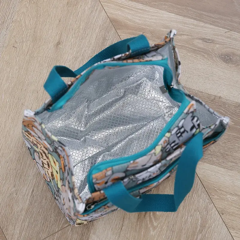 Cute Cartoon Print Lunch Bag Women Insulated Large Capacity Bento Bag Kids Thermal Cooler Handbag For School Work Travel Picnic