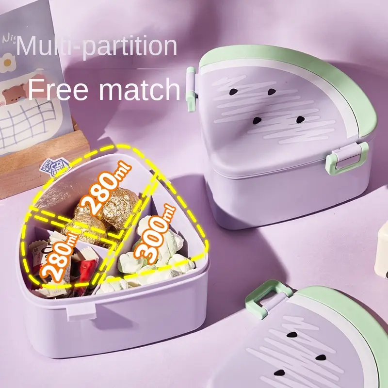 860ML ins Watermelon Shape Lunch Box Division Microwave Heating Cute Cartoon Student Bento Box with Cover Food Storage Container