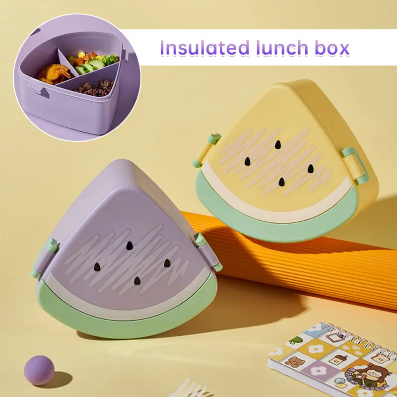 860ML ins Watermelon Shape Lunch Box Division Microwave Heating Cute Cartoon Student Bento Box with Cover Food Storage Container