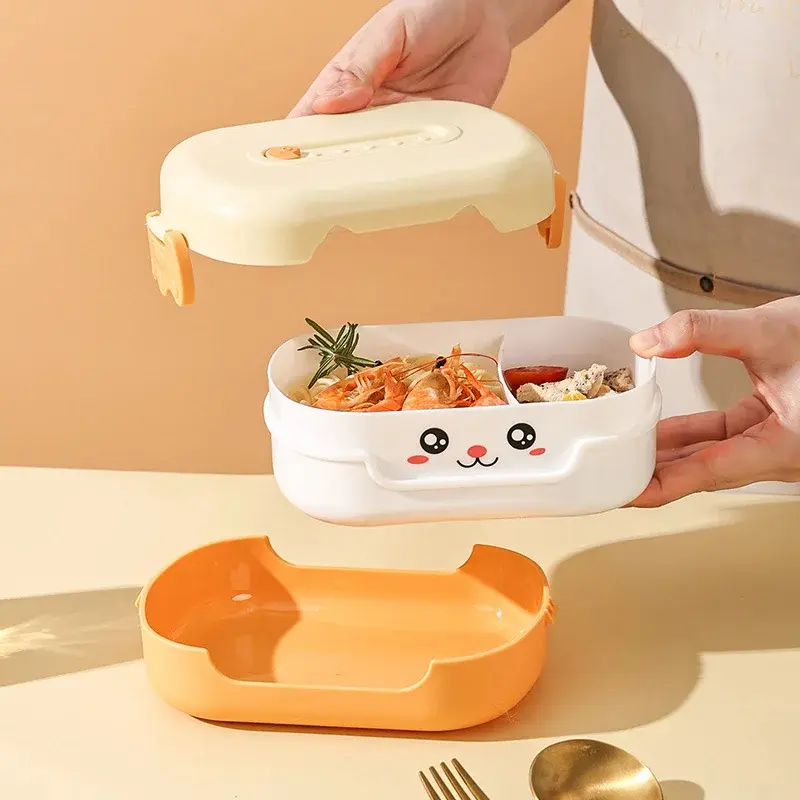 Portable Cartoon Anime Bento Lunch Box Rectangular Leakproof Plastic School Kids Microwave Food Container School Child Lunch Box