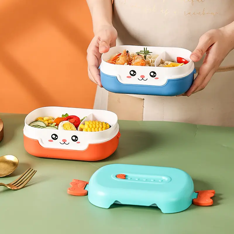 Portable Cartoon Anime Bento Lunch Box Rectangular Leakproof Plastic School Kids Microwave Food Container School Child Lunch Box