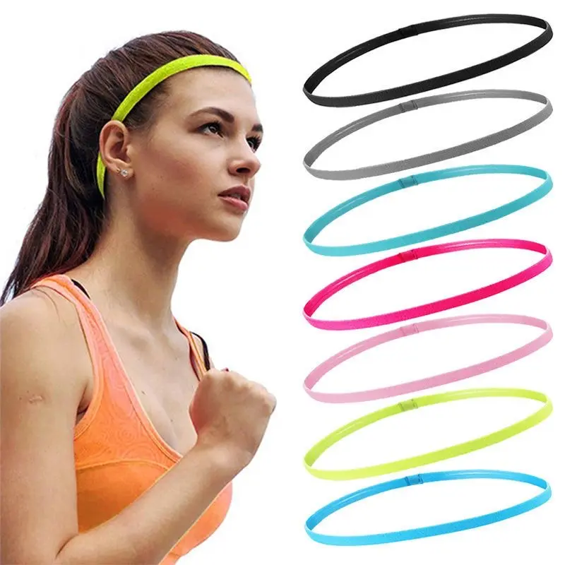 4Pcs Simple Unisex Sports Hairband Non-Slip Silicone Strip Sweat Guide Elastic Headbands Yoga Running Fitness Hair Accessories
