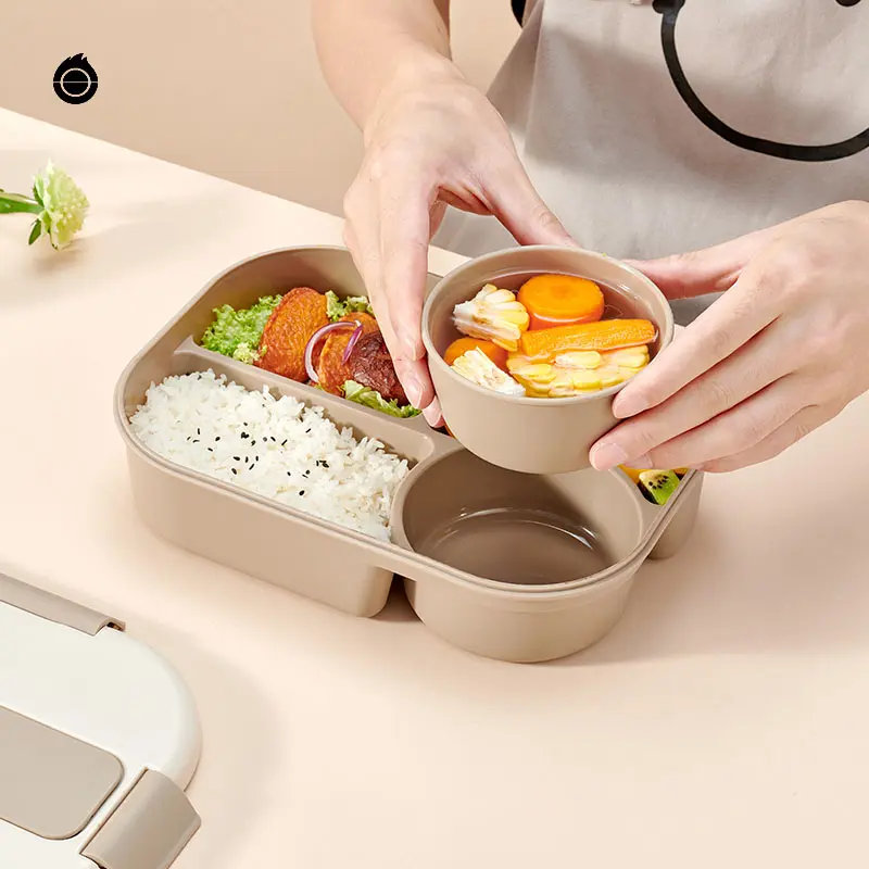 Compartment Lunch Box Plastic Portable Lunchbox Students Office Bento Box Microwave Food Containers with Chopsticks and Spoon