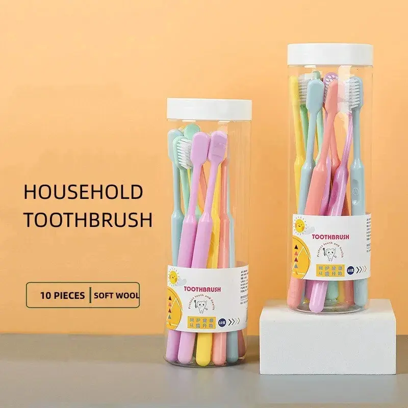 10 Pack Candy Color Toothbrush Simple And Fashionable Family Travel Women Men Soft Fur Japanese Toothbrush