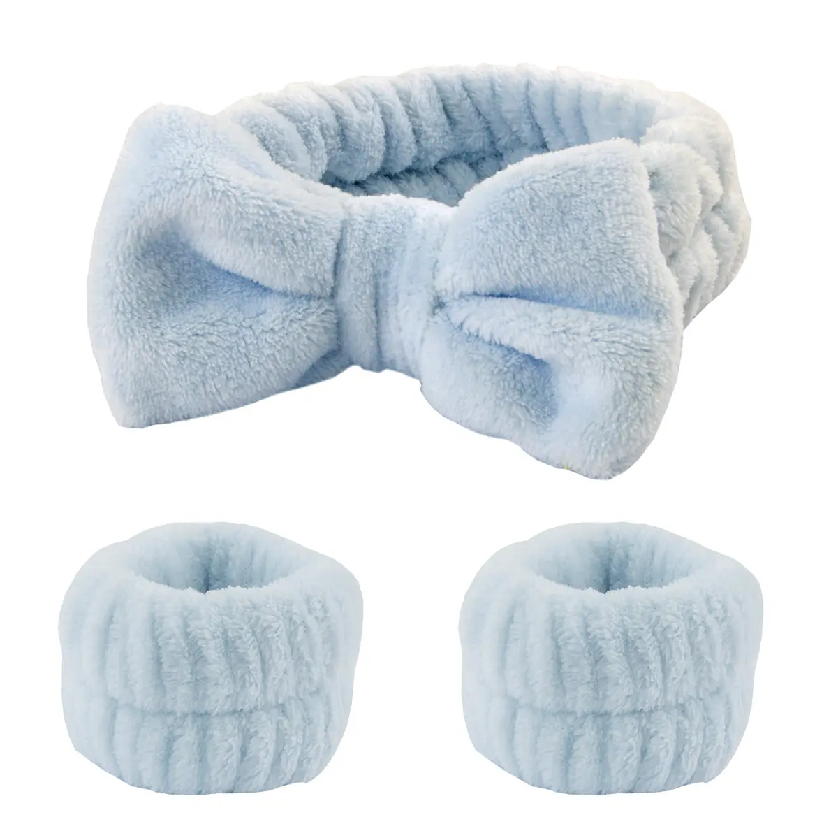3Pcs/Set Wash Face Headbands For Women Coral Fleece Hair Bands Cuff Waterproof Bands Absorbent Wristbands Head Band Hair Parts