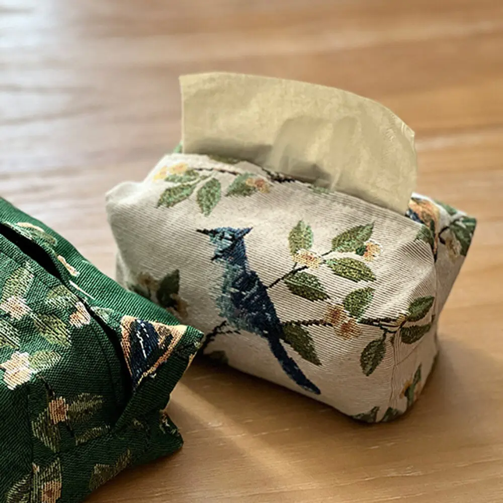 European Vintage Style Tissue Box Living Room Table Storage Bag Jacquard Drawn Paper Bag Household Desktop Paper Drawn Bag