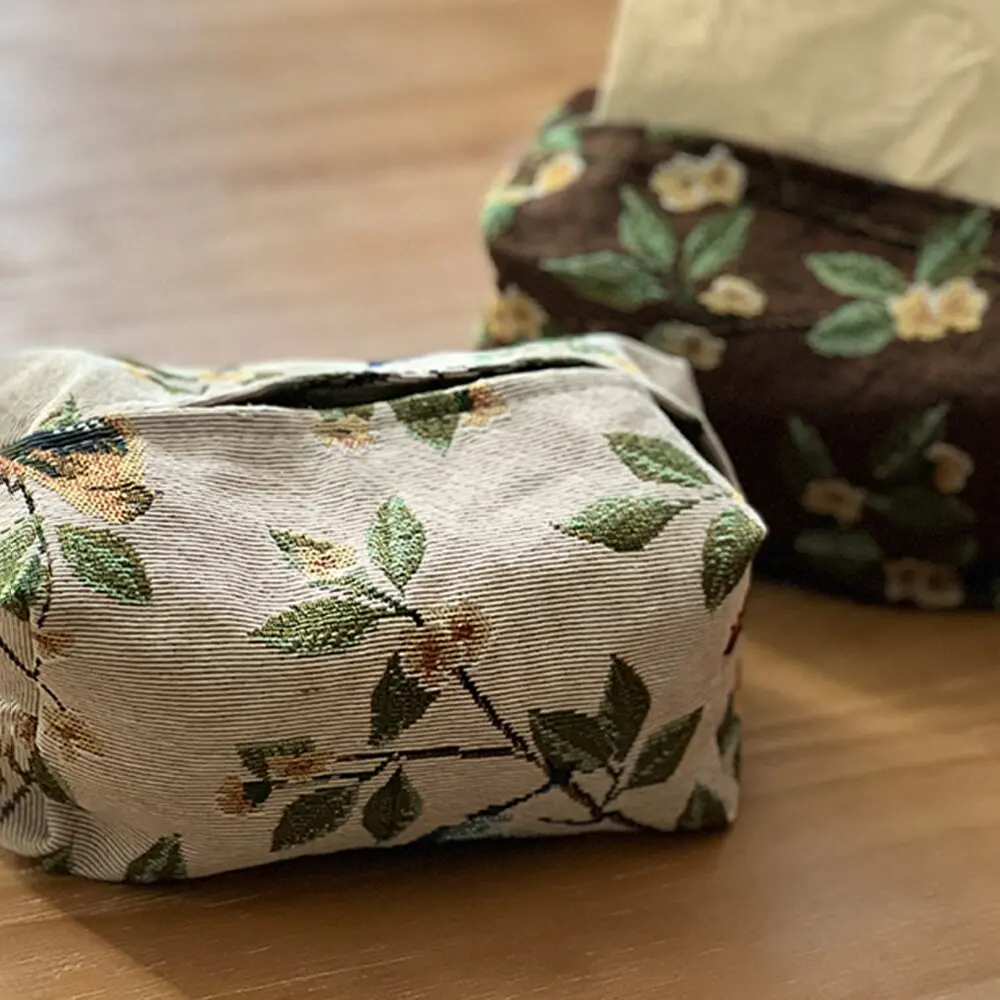 European Vintage Style Tissue Box Living Room Table Storage Bag Jacquard Drawn Paper Bag Household Desktop Paper Drawn Bag