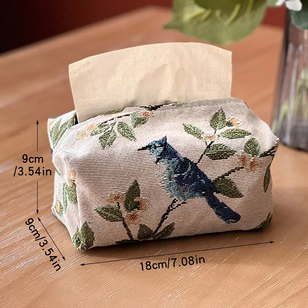 European Vintage Style Tissue Box Living Room Table Storage Bag Jacquard Drawn Paper Bag Household Desktop Paper Drawn Bag