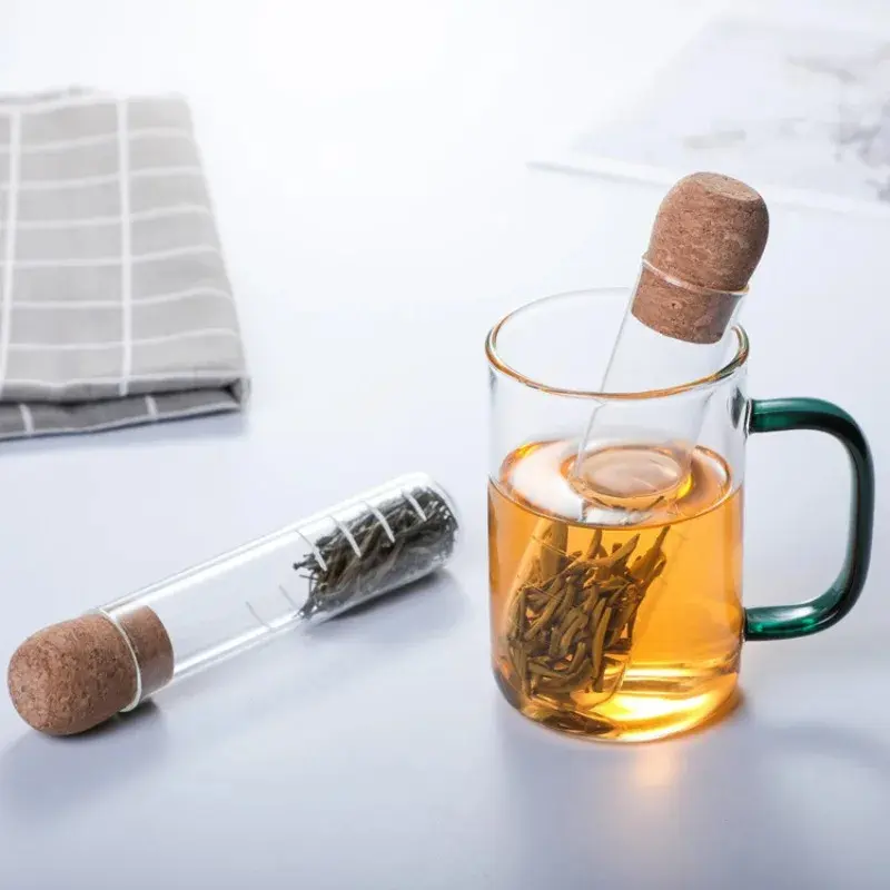 Creative Glass Tea Infuser Pipe Glass Design Tea Strainer For Mug Fancy Filter For Puer Tea Herb Tea Tools With Cork Stopper