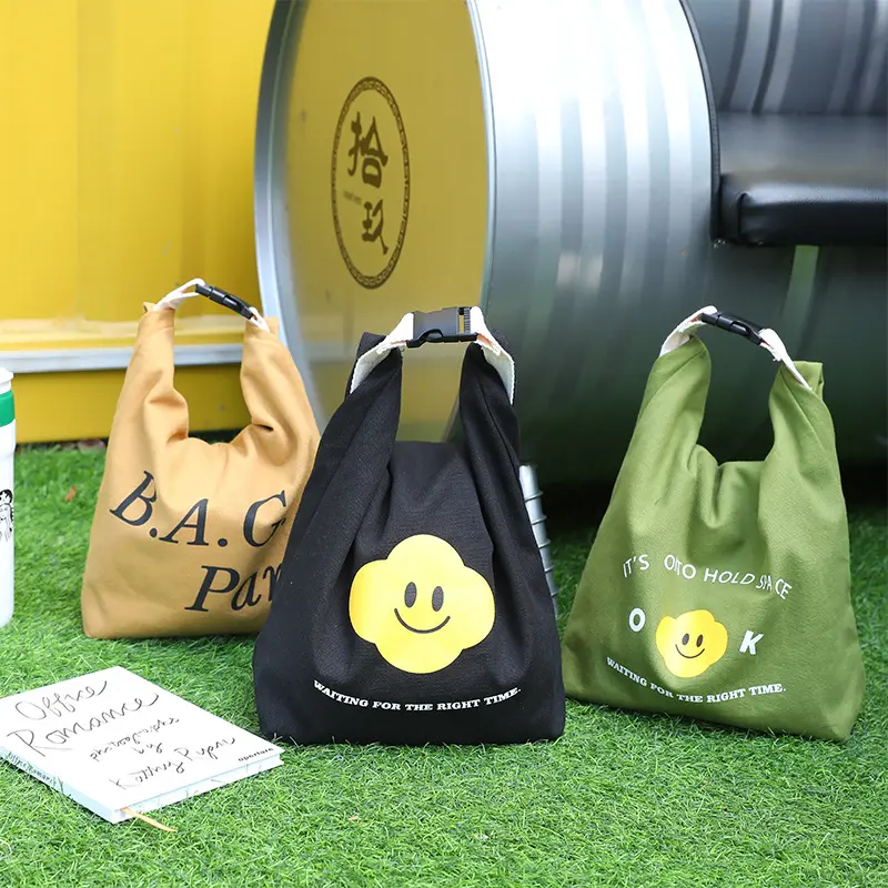 Smile Face Cute Lunch Bag Insulated Meal Tote Widened Handle Reusable Adjustable For Work School Picnic Camping Offices Travel