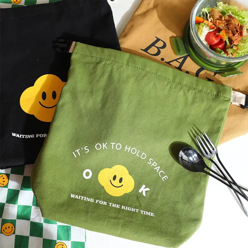 Smile Face Cute Lunch Bag Insulated Meal Tote Widened Handle Reusable Adjustable For Work School Picnic Camping Offices Travel
