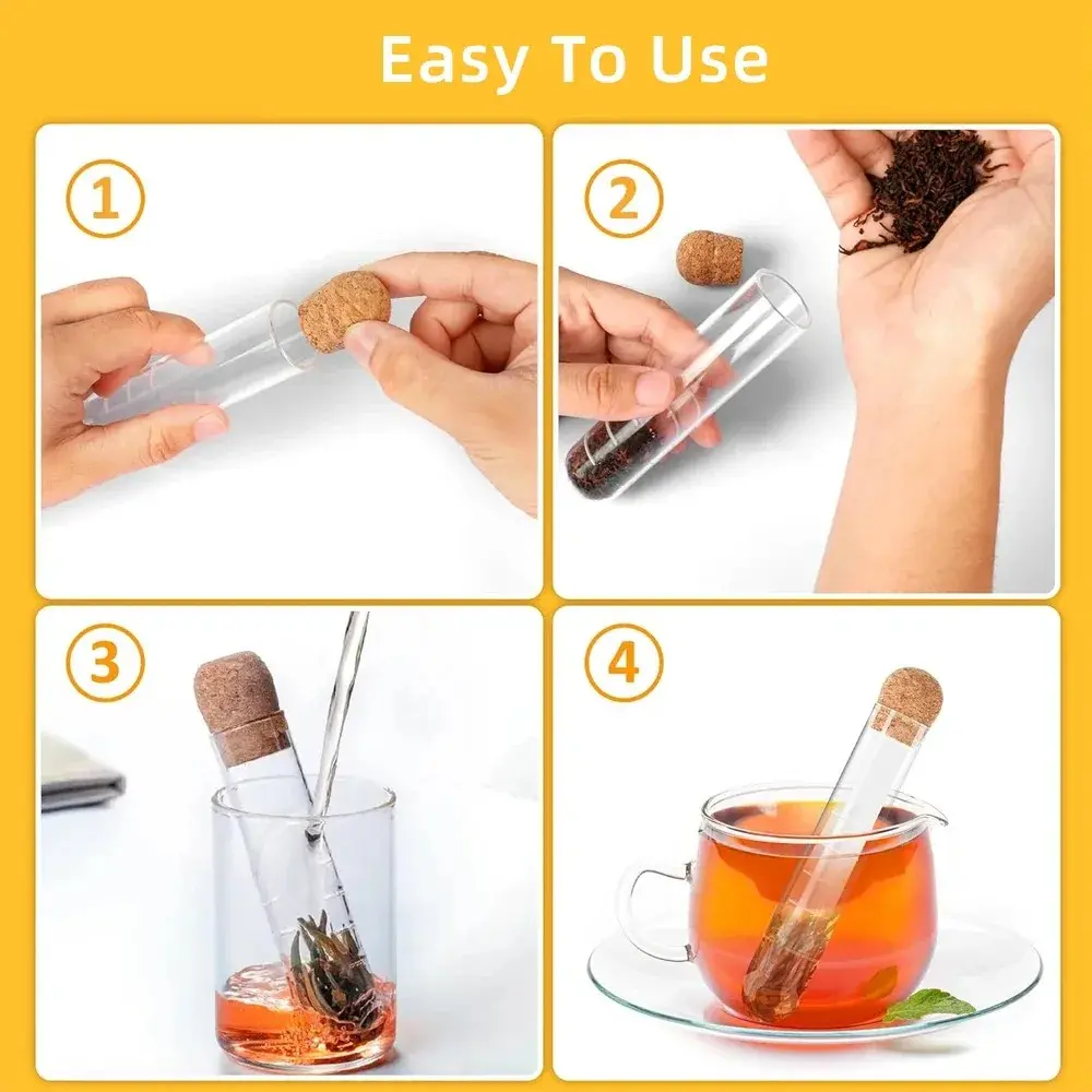 Creative Glass Tea Infuser Pipe Glass Design Tea Strainer For Mug Fancy Filter For Puer Tea Herb Tea Tools With Cork Stopper