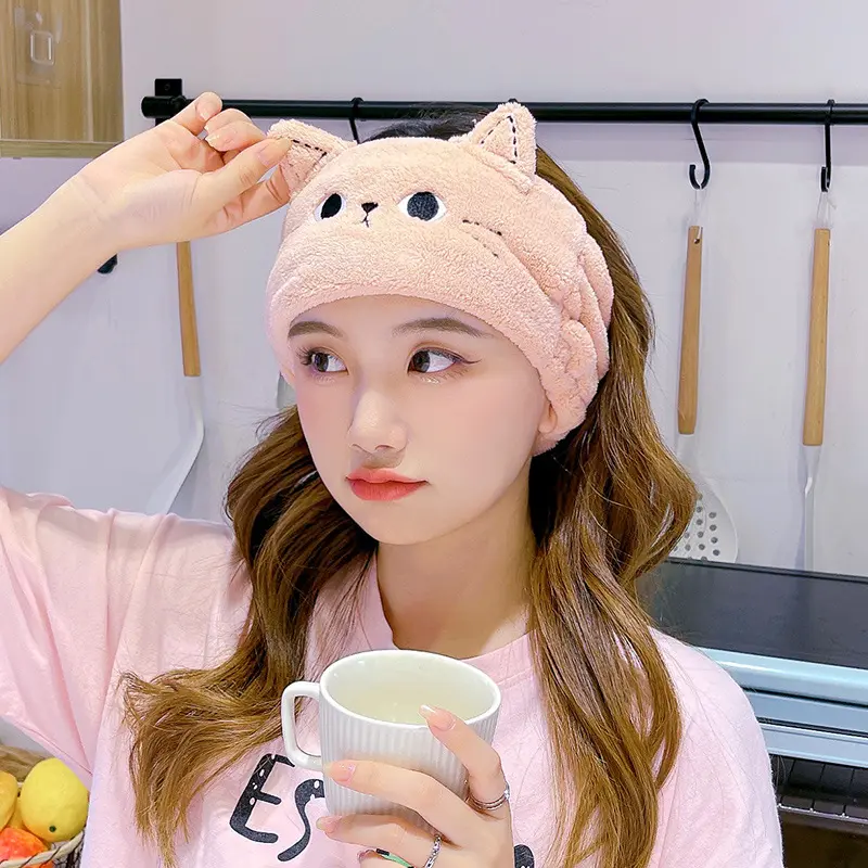 Cat Coral Cartoon Headband for Washing Your Face Wash Headband Skincare Bands Women Girls Headwear Hair Accessories Hairbands