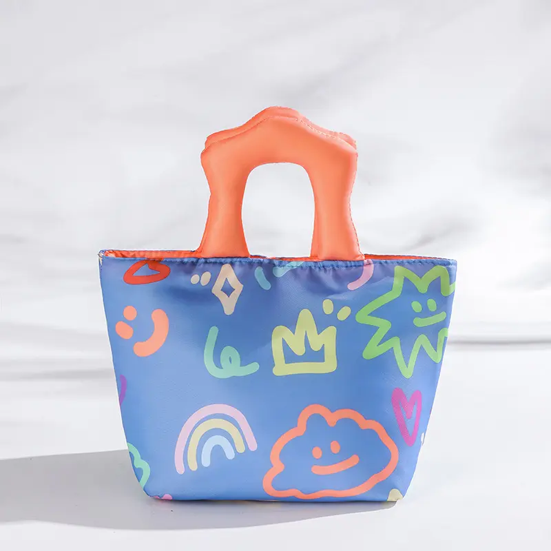 Thickened Aluminum Foil Lunch Bag Hand Drawn Graffiti Insulated Portable Meal Box Bag Student Lunch with Rice Bag Picnic Bag