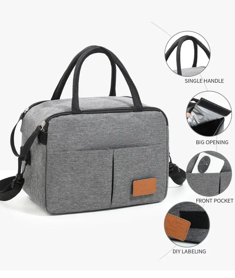 Lunch Bag with Shoulder Strap Handle Cooler Bag Women Portable Food Bag for Work Student Thermal Lunch Box Fridge Bag