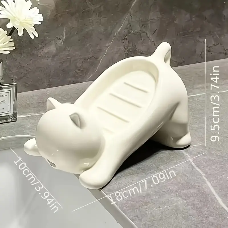 Cat Shape Soap Box Cartoon Soap Dish Drainable Storage Holder Soap Container Storage Dish Household Bathroom Accessories